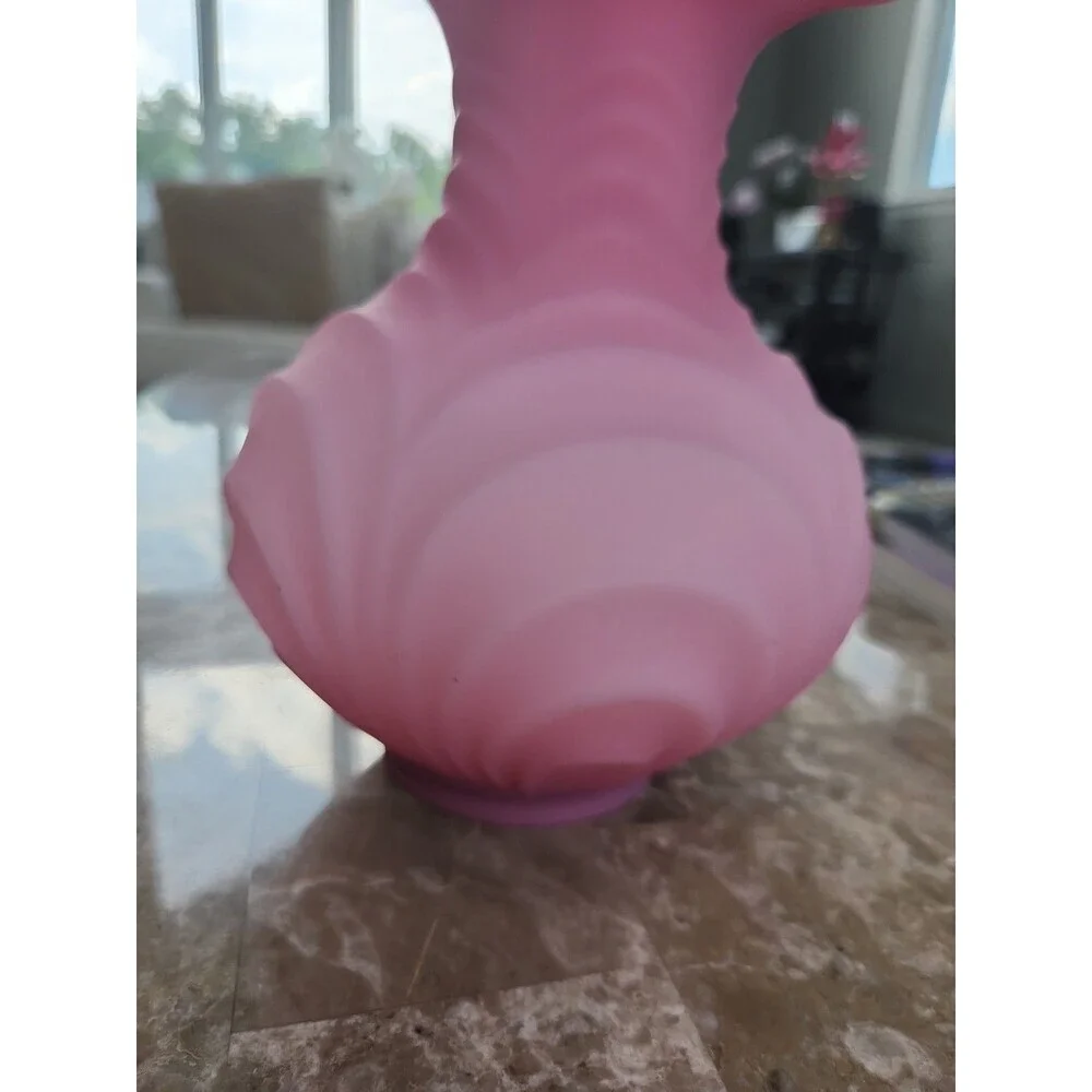 VTG Fenton Rose Pink Satin Vase 8